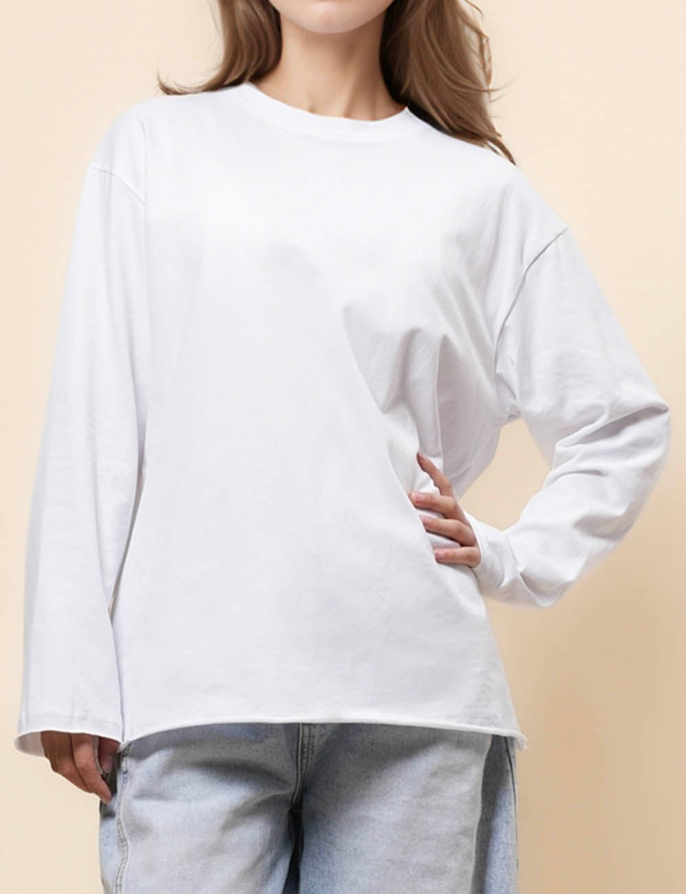 Ladies Solid Color T-Shirt Round Neck Basic Tee SKT41096