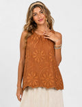 Embroidered Sleeveless Blouse - Elegant out tops - Sweetkama Wholesale - 010