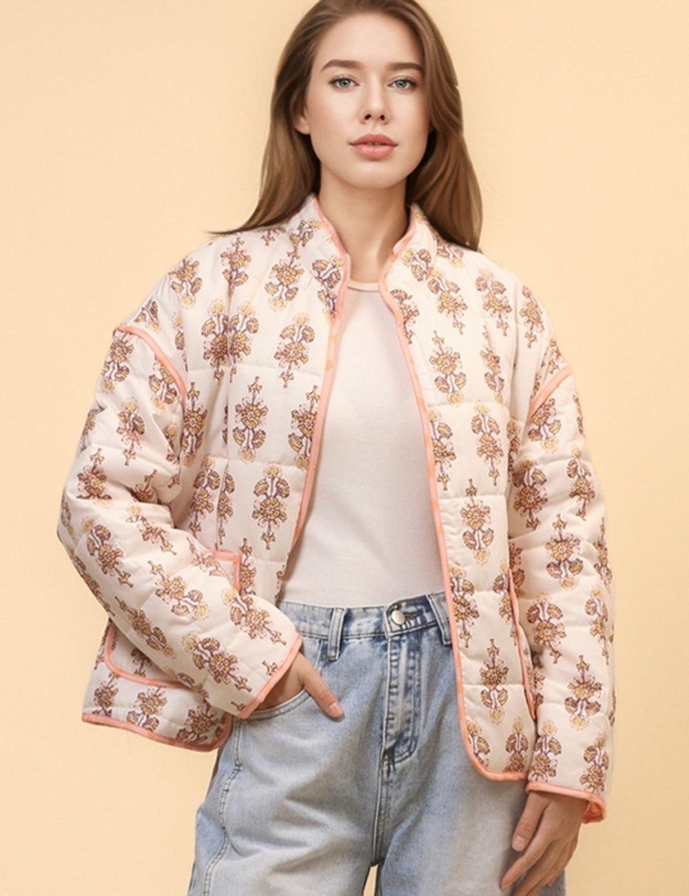 Ladies Floral Printed Cotton-Padded Jacket SKT4662