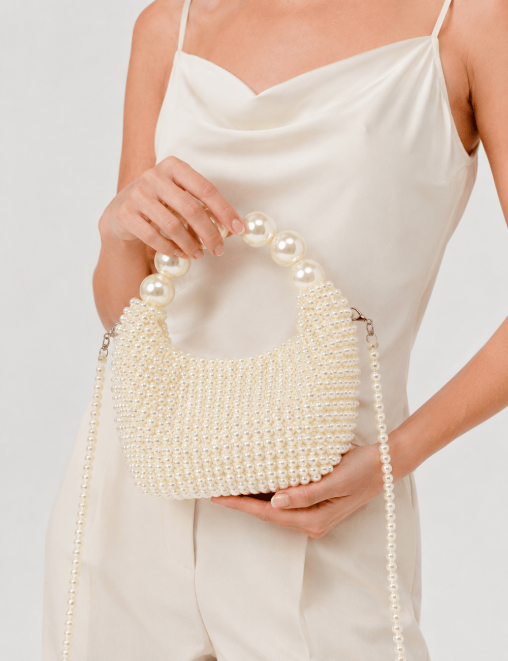 Beaded Pearl Crossbody Handbag - Sweetkama Wholesale - #6935
