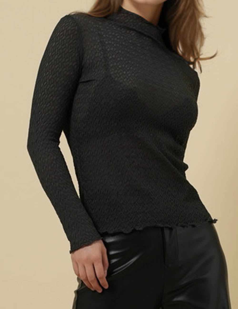 Ladies High Neck Long Sleeves Layring Top SKT41341