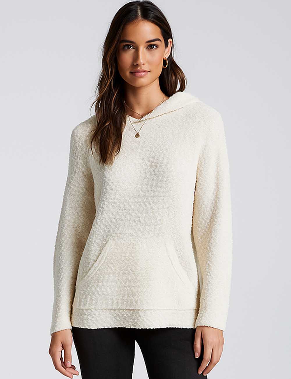SKTX89 Ladies Loose Long Sleeves Pocket Hoodie