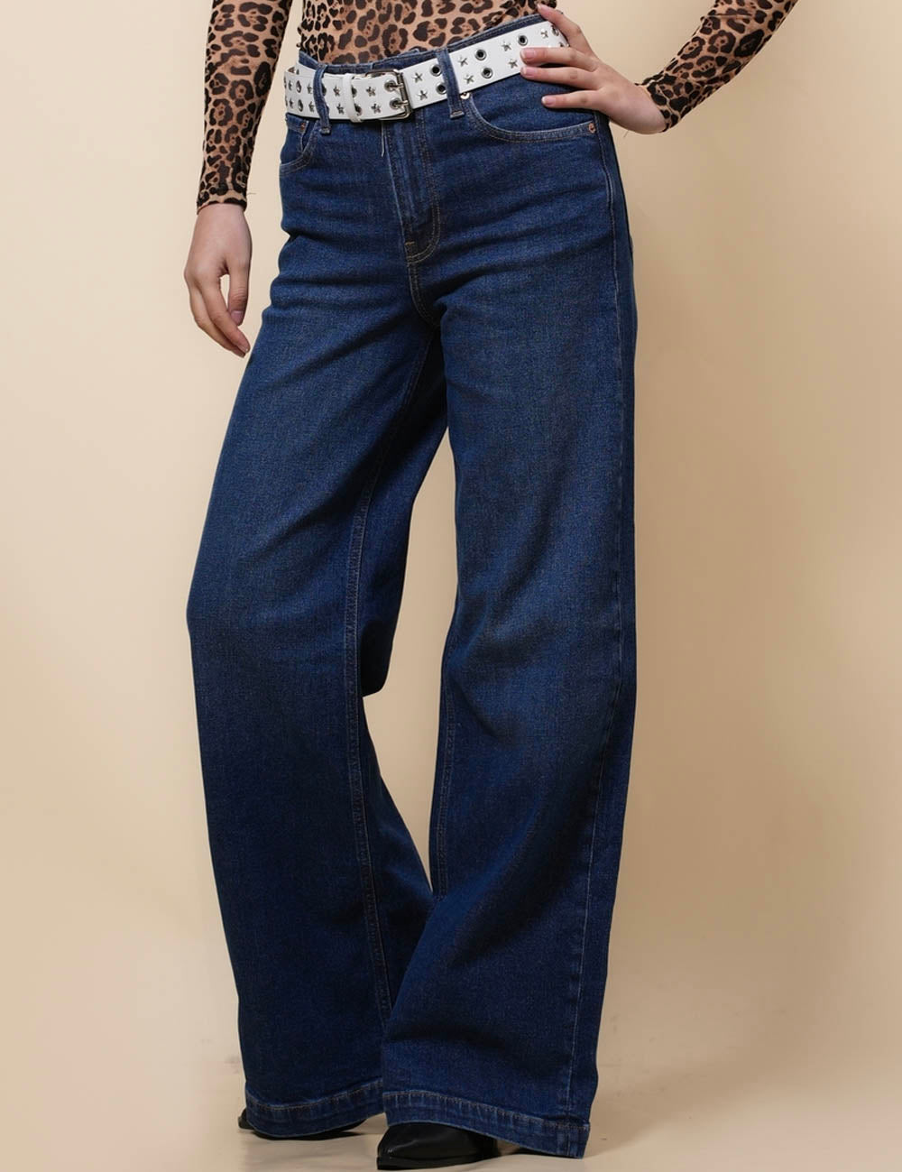 Ladies High Waist Wide Leg Denim Pants SKP41124