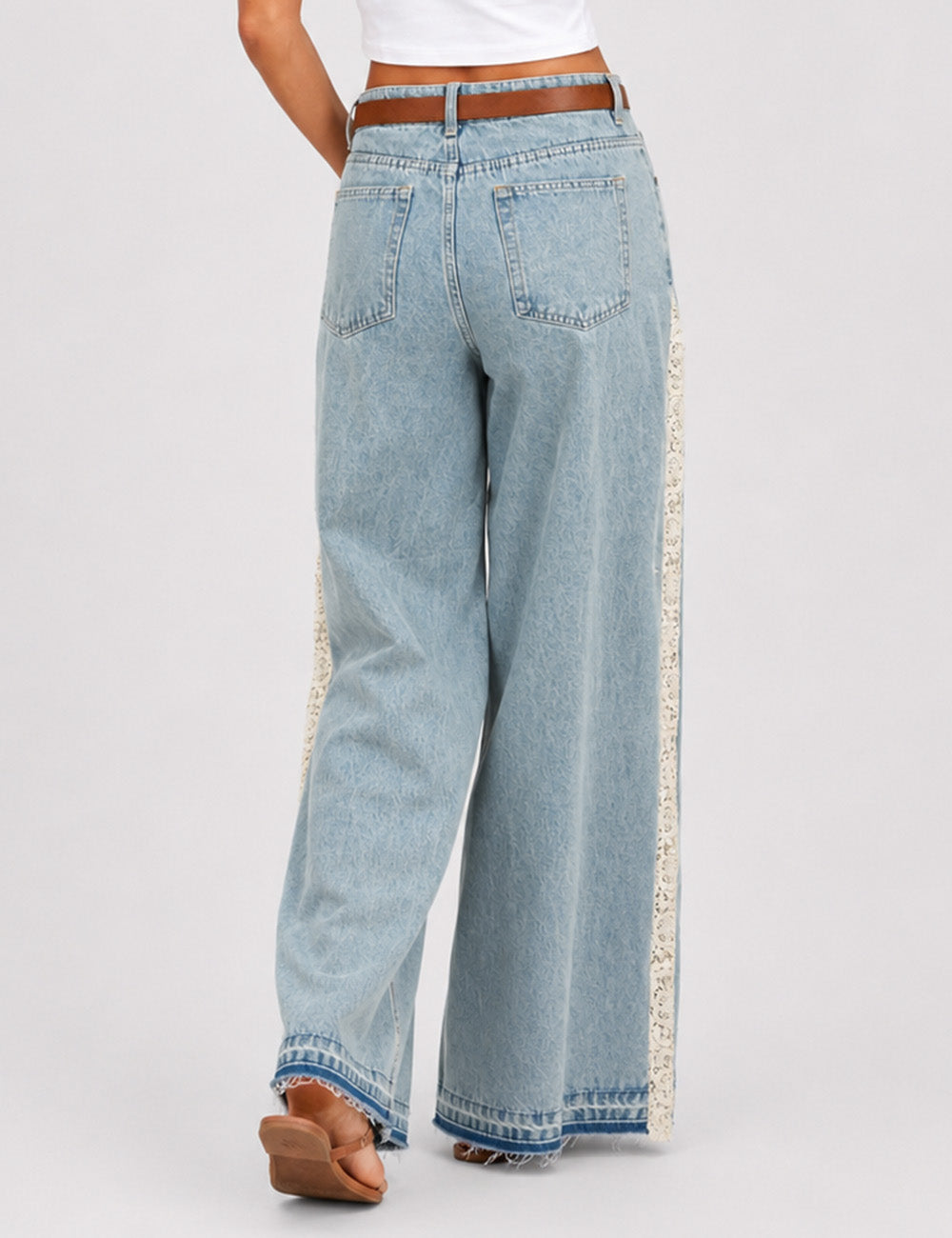 Ladies Lace Wide Leg Jeans - Sweetkama Wholesale - #5447