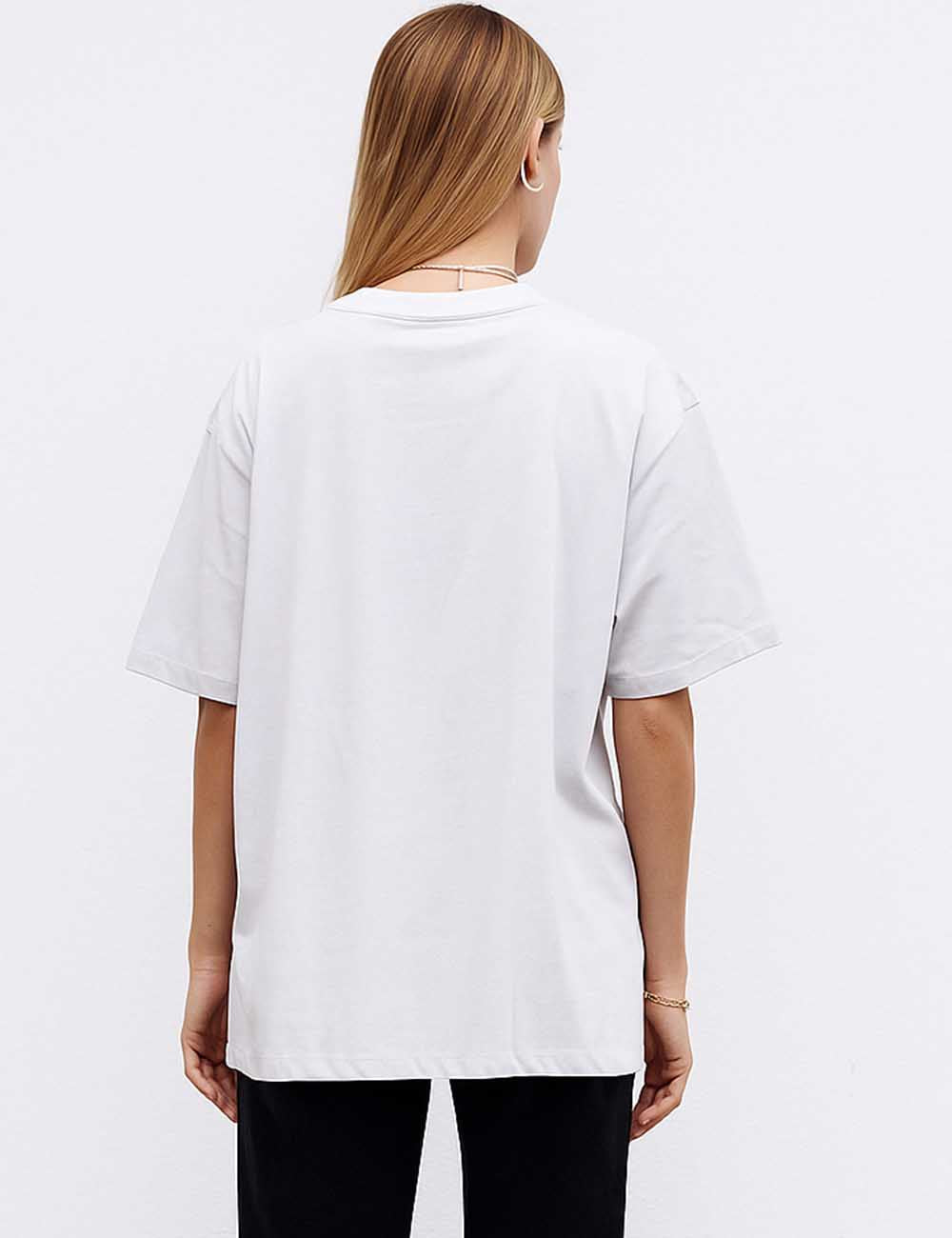 Ladies Letter Print Round Neck Short Sleeves T-Shirt