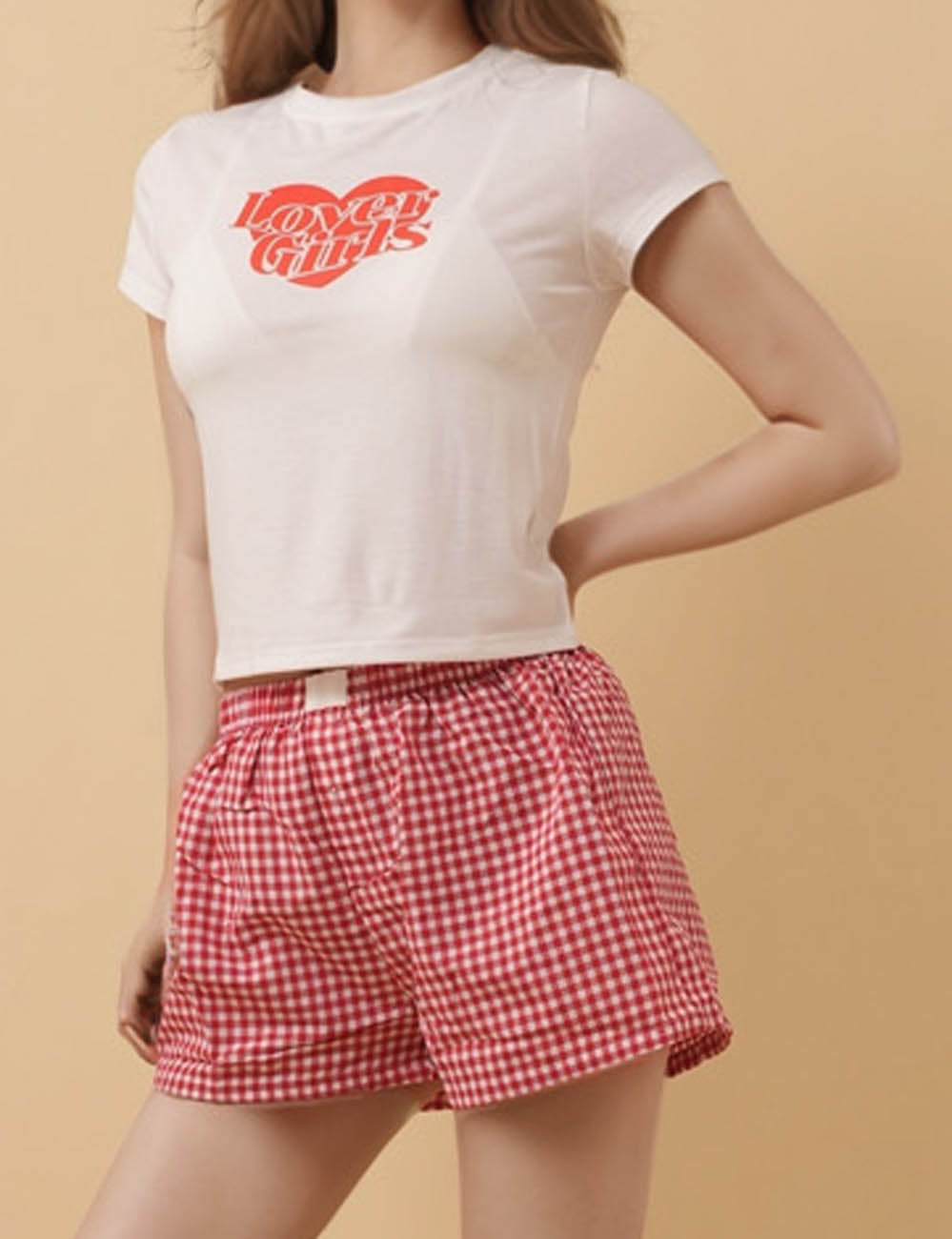 Ladies Round Neck Short Sleeves Love Print T-Shirt 8SKT50749