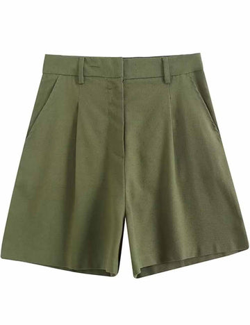 Ladies Solid Color Pockets Shorts K27788