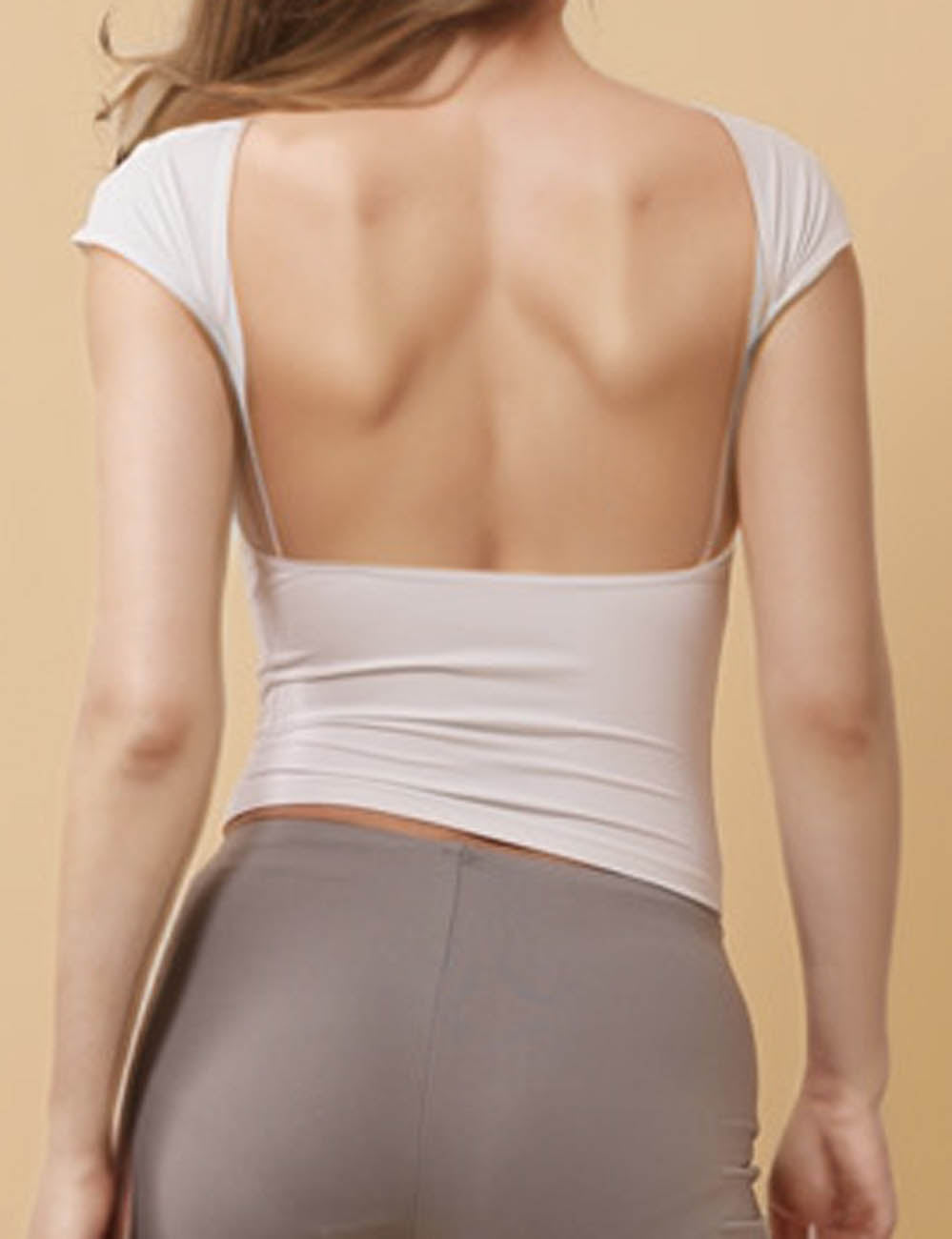 Ladies Slim Backless Short Sleeves T-Shirt 8SKT51318