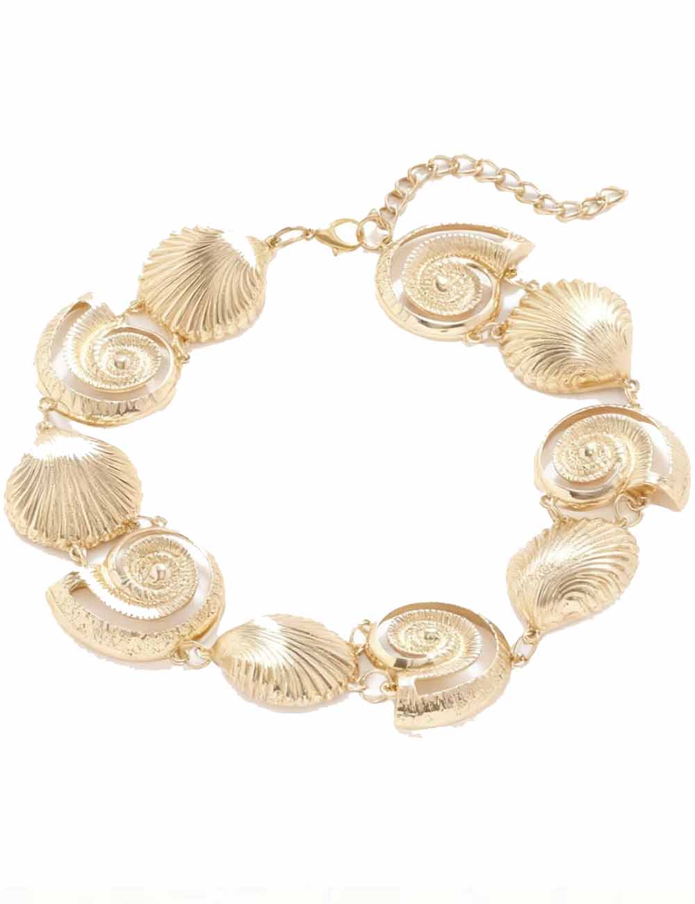 Ladies Golden Seashell Conch Pendant Bracelet