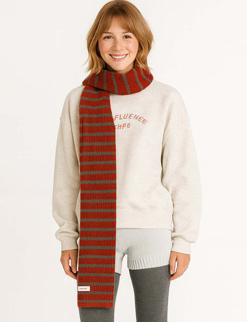 Ladies Cozy Color Block Striped Knit Scarf