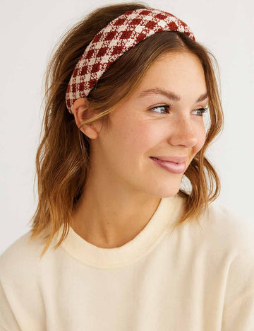 Ladies Christmas  Holiday Check Pattern Hair Headband