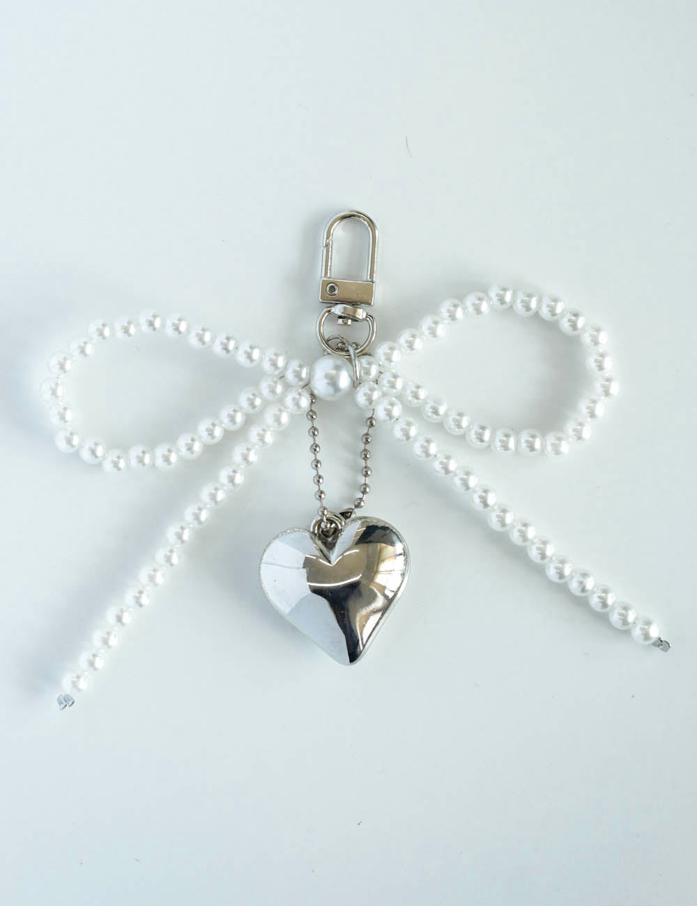 Sweet Metal Heart Pendant Beads Bowtie Key Chain SKAJ50264