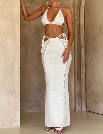 Solid Color Bikini Swimwear Cover Up Set HL9935