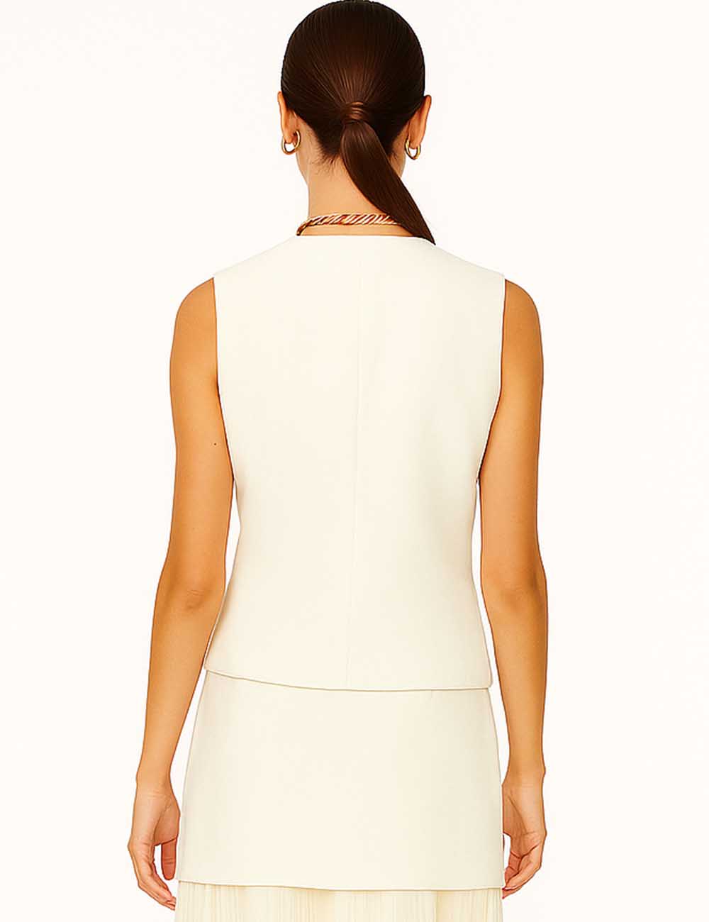 Ladies Solid Color V-Neck Sleeveless Knit Vest