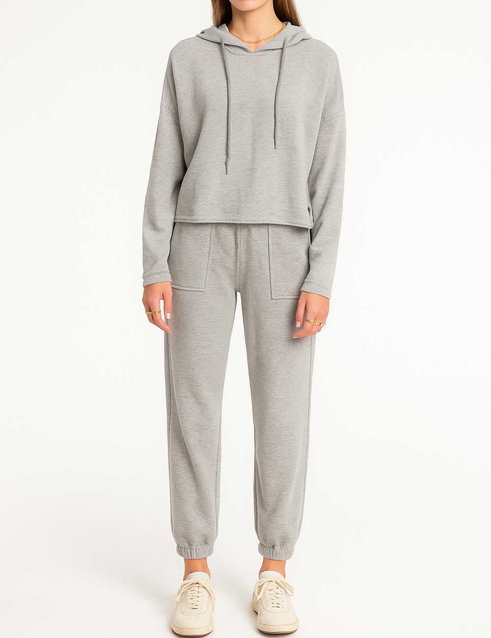 Women Pullover Hoodie Joggers 2pcs Loungewear Set SKST50781