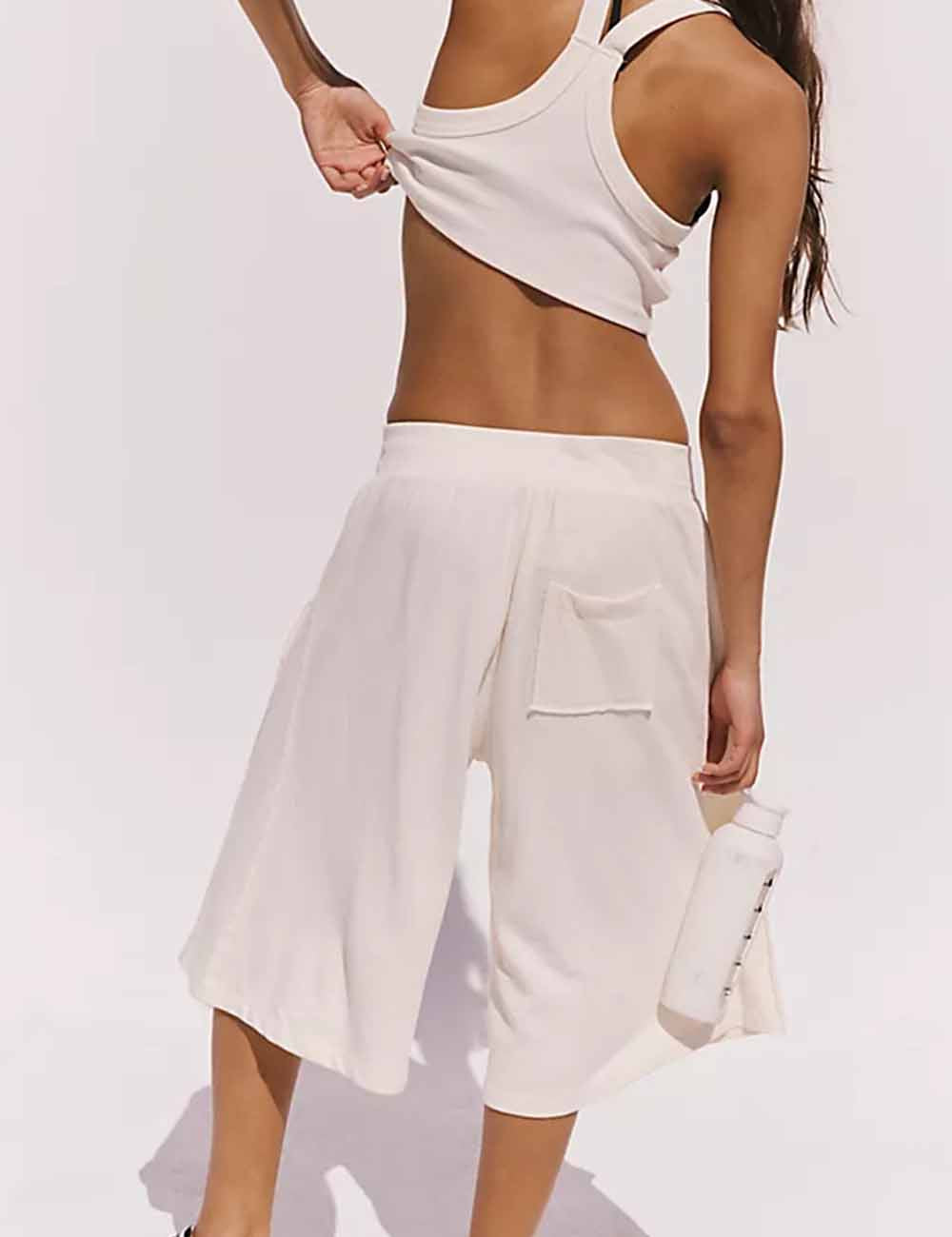 Ladies Ribbed Sleeveless Vest Top & Shorts Set
