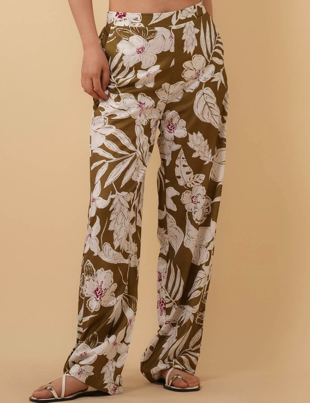 Ladies Floral Print High Waist Straight Leg Pants 8SKP50461