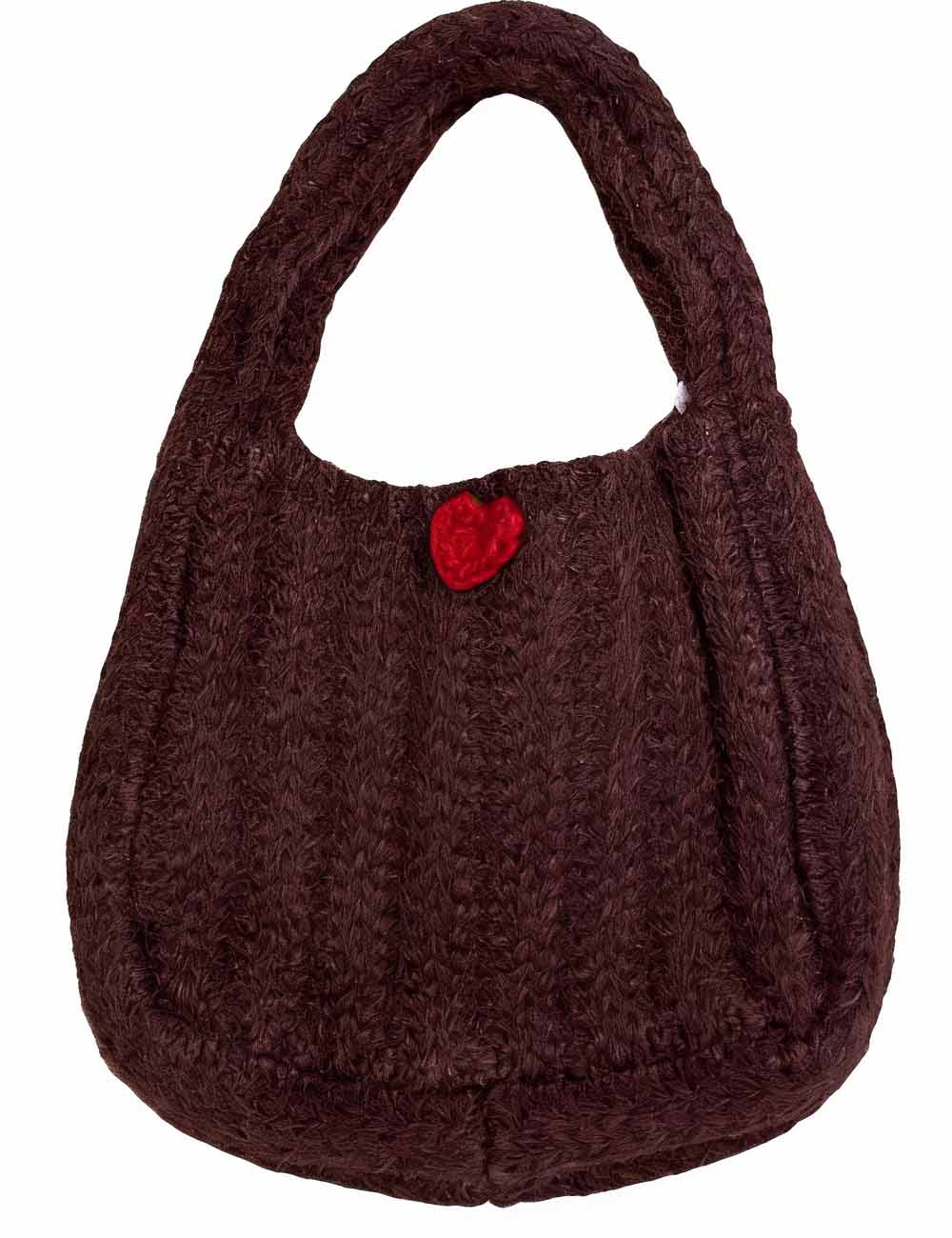 Ladies Valentine's Heart Button Crochet Mini Hand Bag