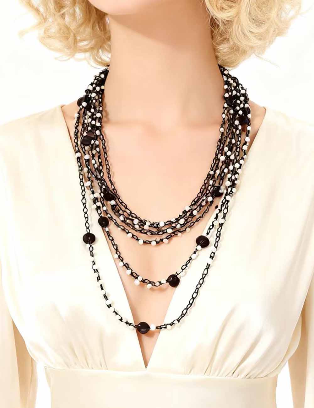Ladies Multi Layer Woven Bead Choker Necklace