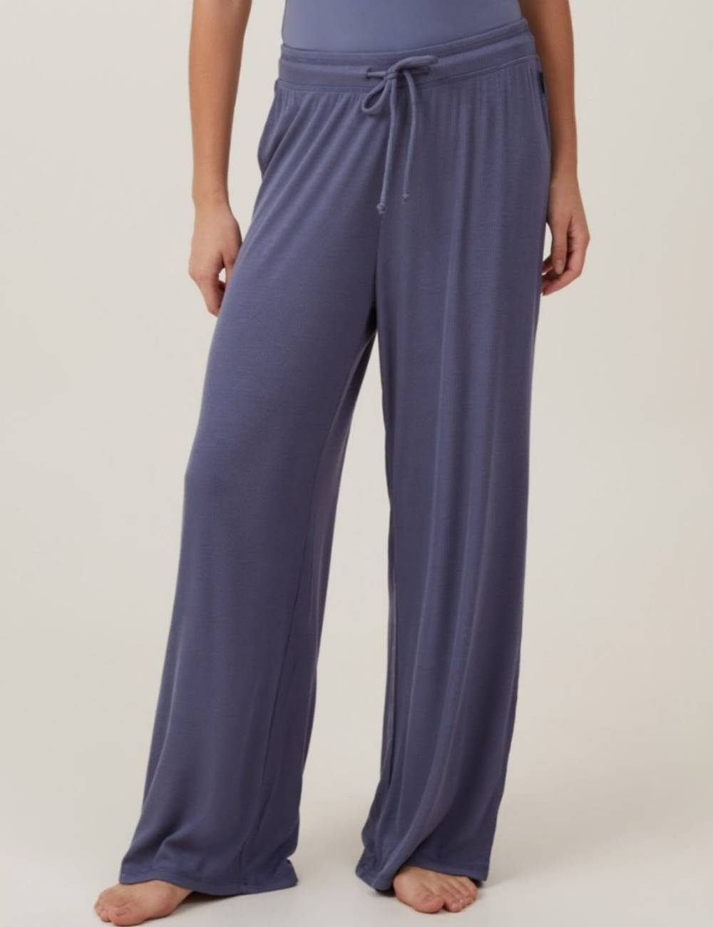 Ladies Solid Color Elastic Waist Pants SKP41123