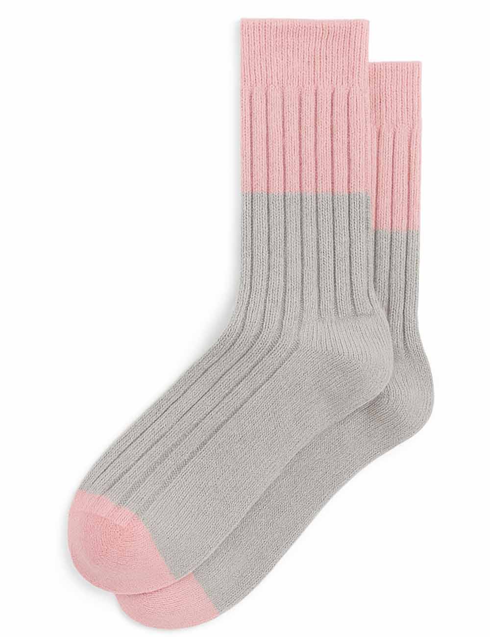 Ladies Soft Warm Winter Color Block Ribbed Midi Calf Socks