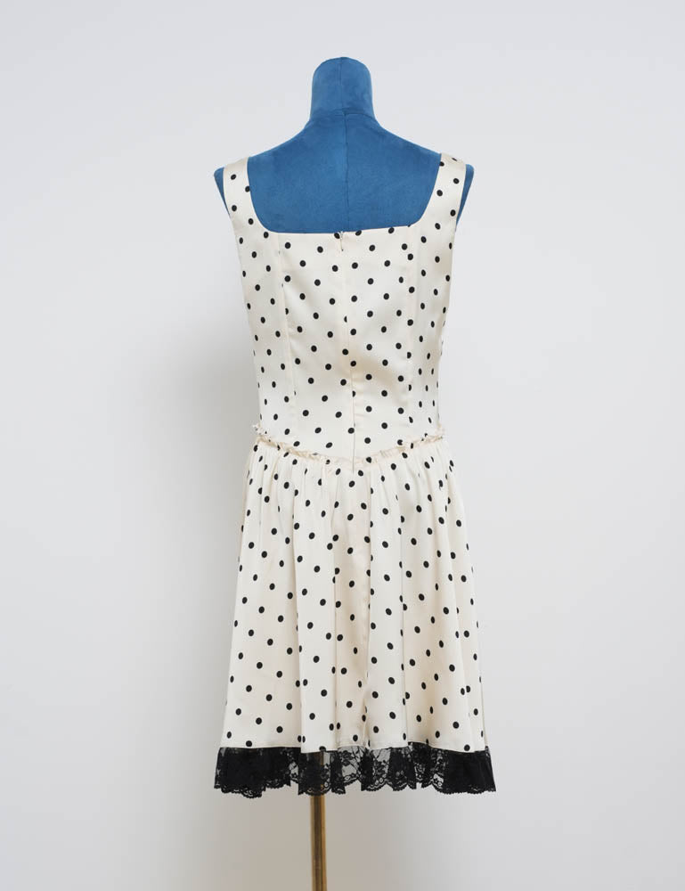 Ladies Chic Polka Dot Lace Sleeveless Mini Dress