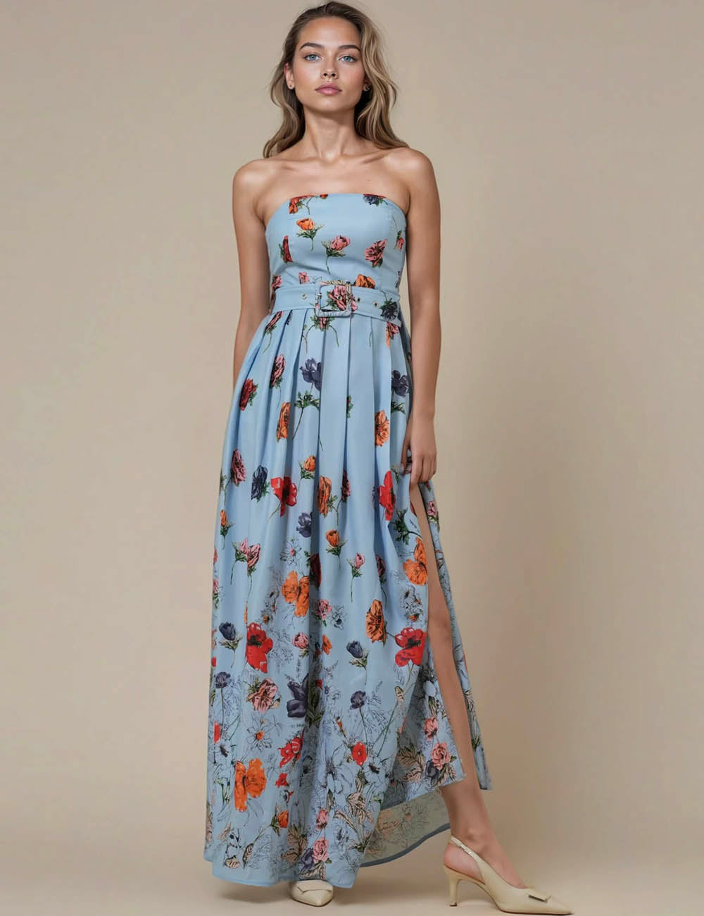 Ladies Floral Print Sleeveless Maxi Dress JD1001