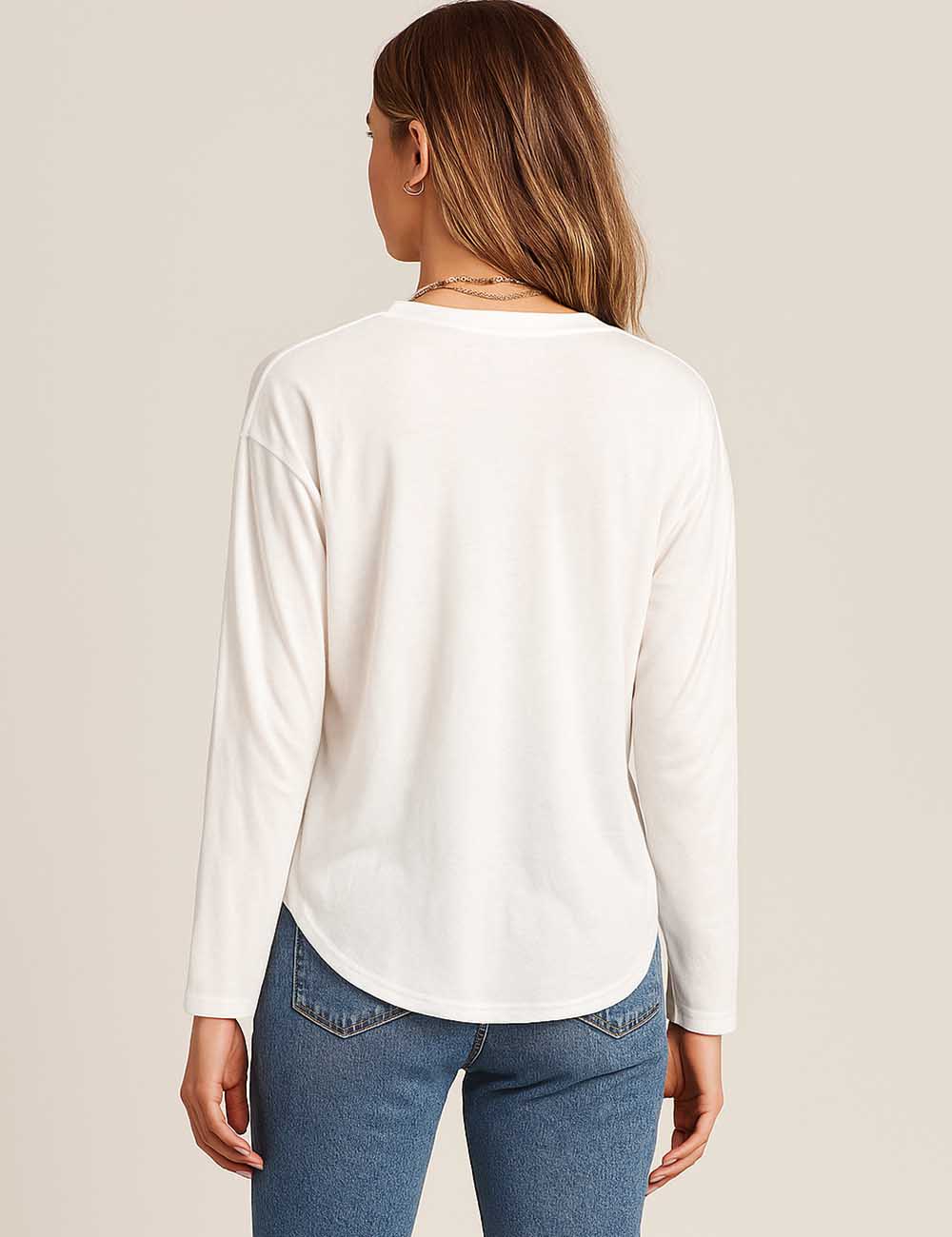 Ladies Graphic Print Round Neck Long Sleeves T-Shirt
