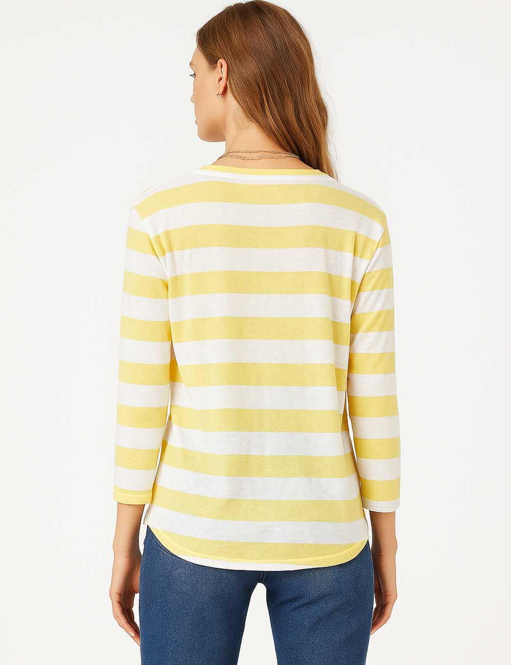 Ladies Striped Letter Print Casual T-Shirt