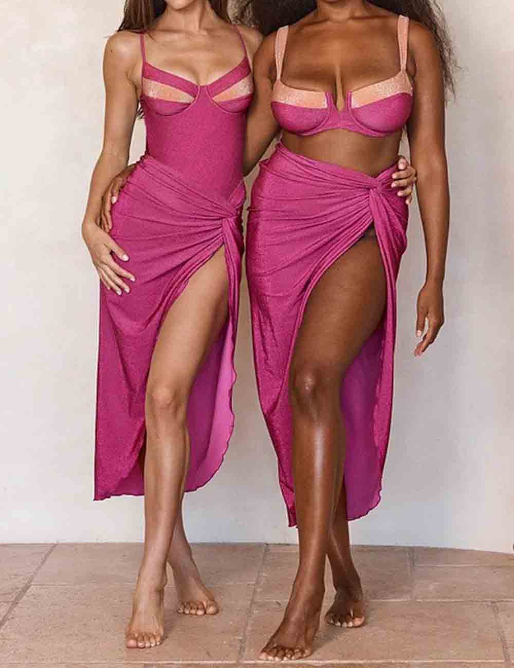 Ladies String Shoulder 2PCS Bikini Set with Salong