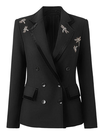 Ladies Elegant Long Sleeves Dragonfly Embroidery Blazer SKT51032