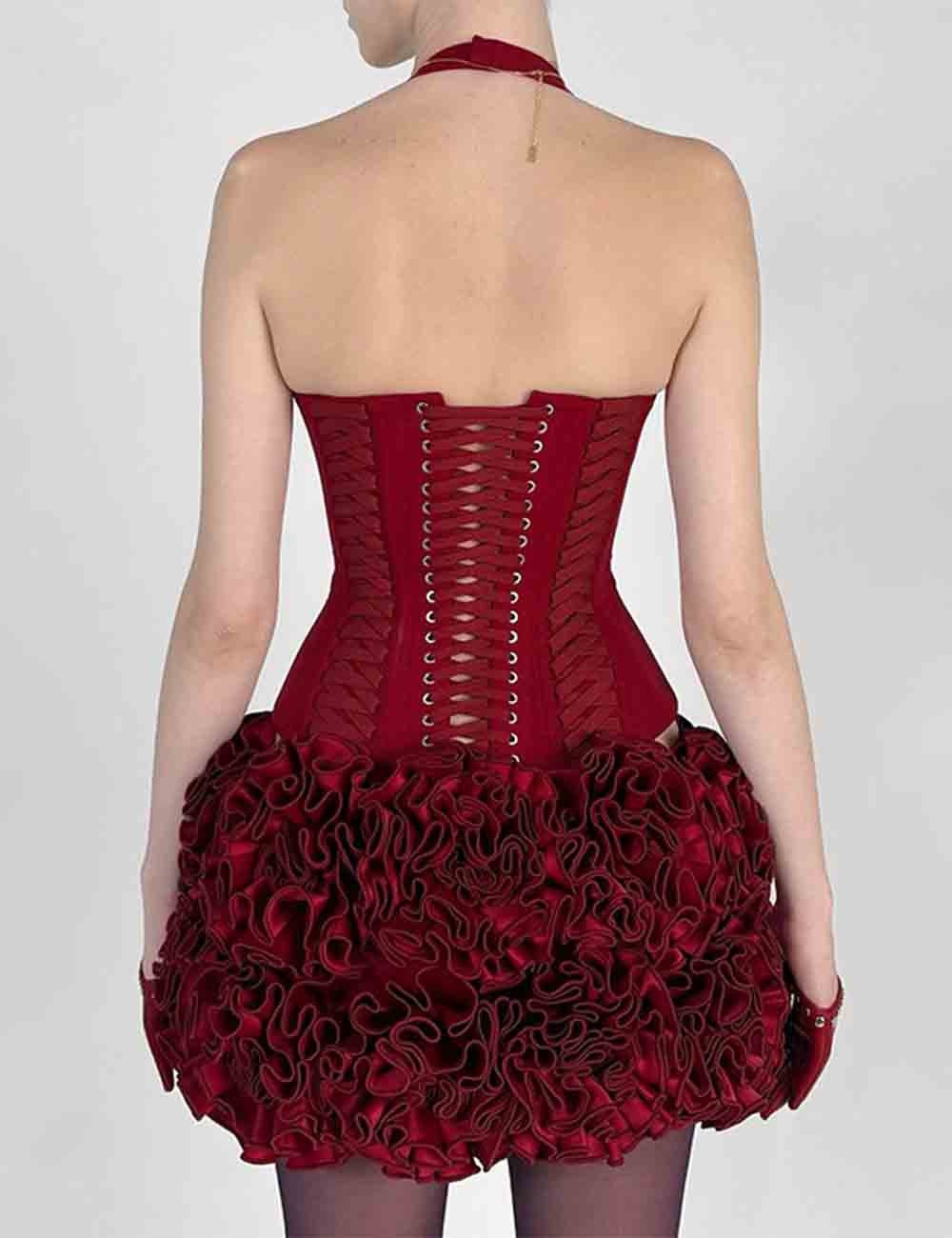 Ladies V-Neck Zipper Front Halter Back Tie Sleeveless Top