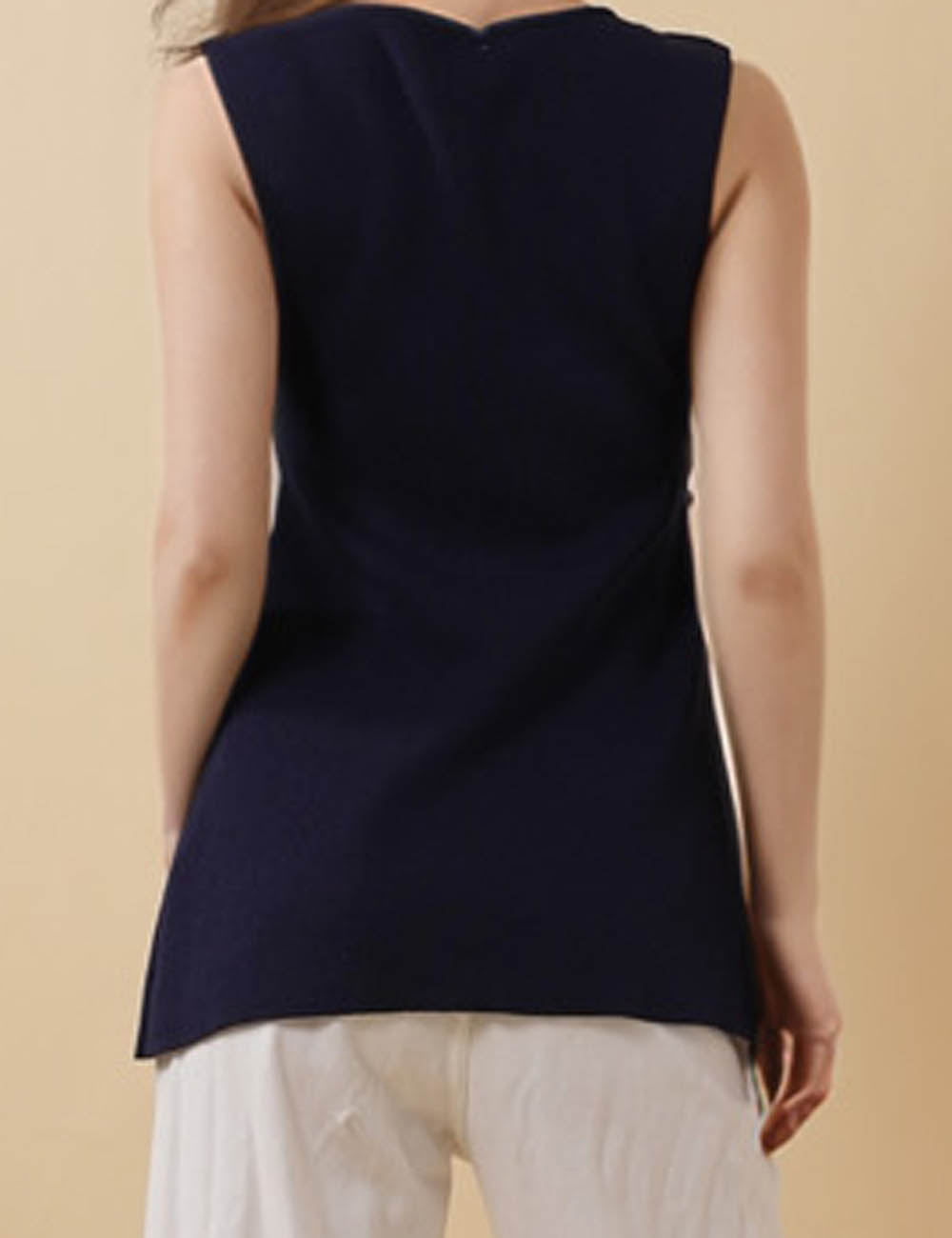 Ladies Solid Color Button Closure Knit Vest