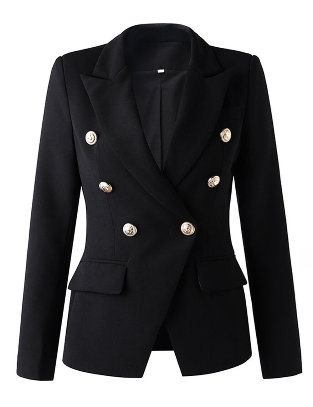 Ladies Solid Color Double Breasted Blazer 52704