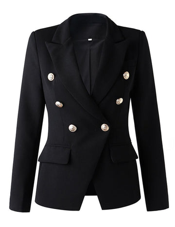 Ladies Solid Color Double Breasted Blazer 52704