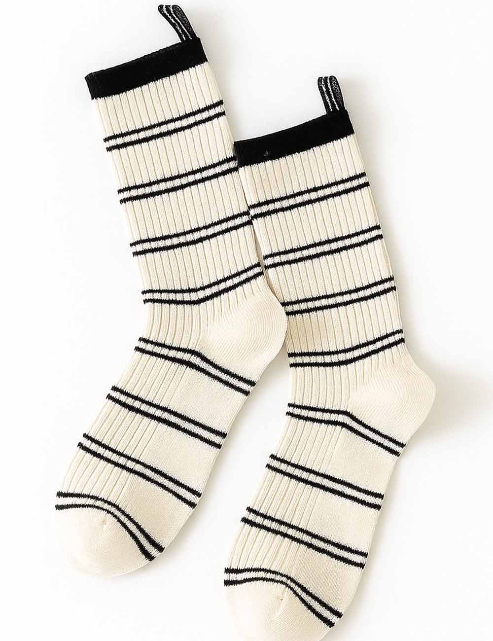 Ladies Color Block Ribbed Knit Midi Calf Socks