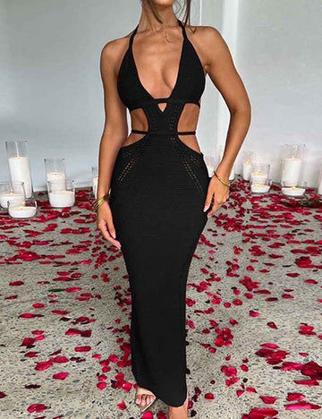 Solid Color Flounce Bikini Swimwear Cover Up Dress HL9787