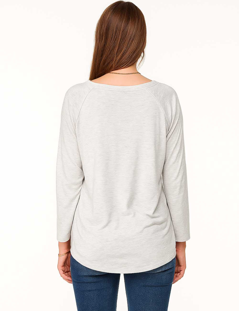 Ladies Graphic Print Crew Neck Long Sleeves T-Shirt