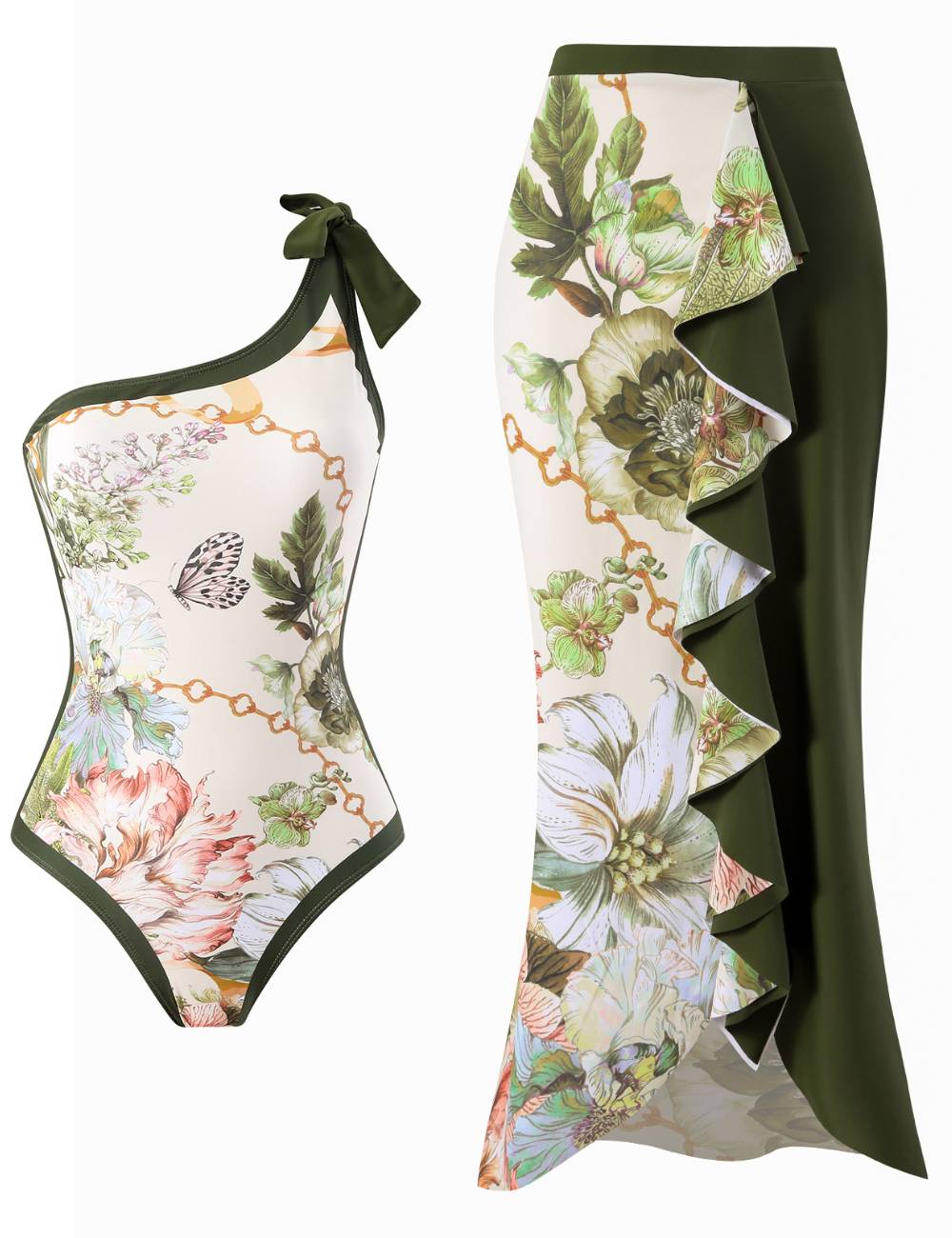 One Shoulder Print Swimwear with Salong SKSW40152