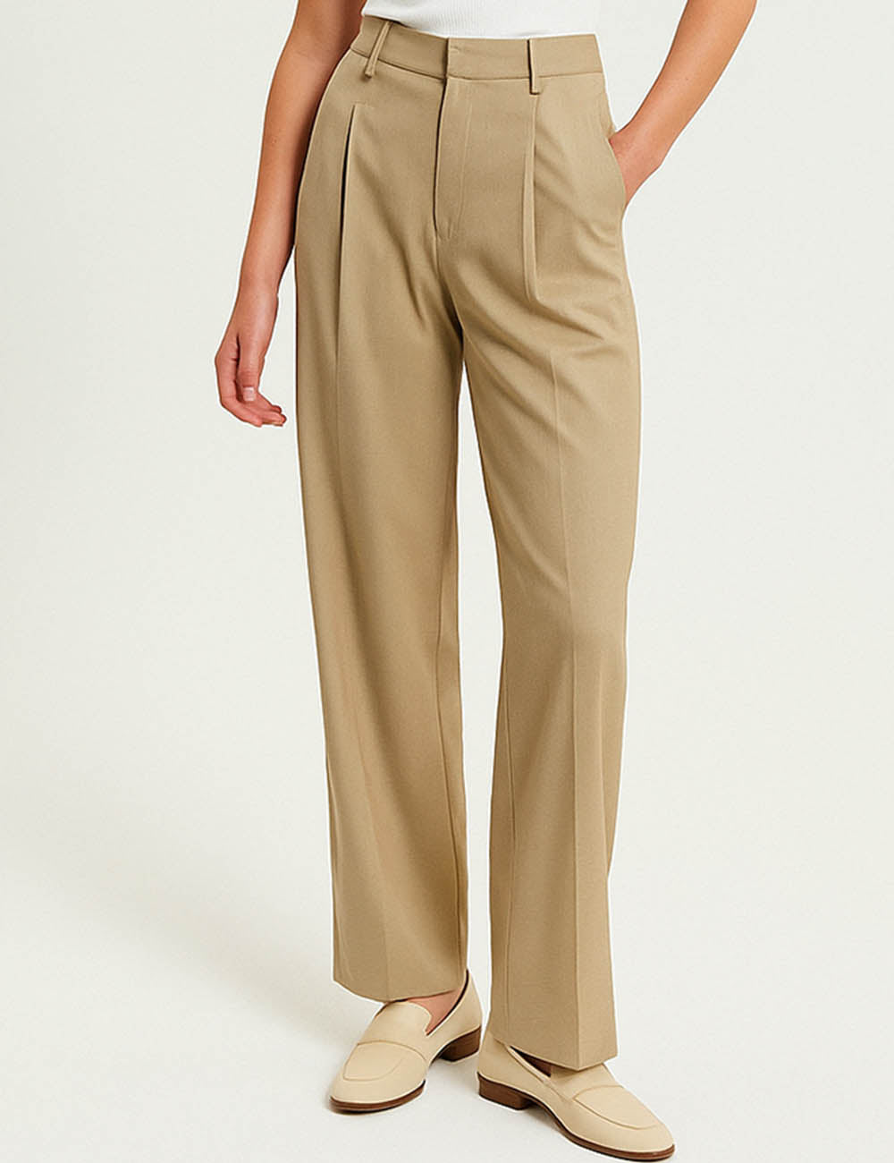 Ladies Solid Color Formal Straight Leg Pants