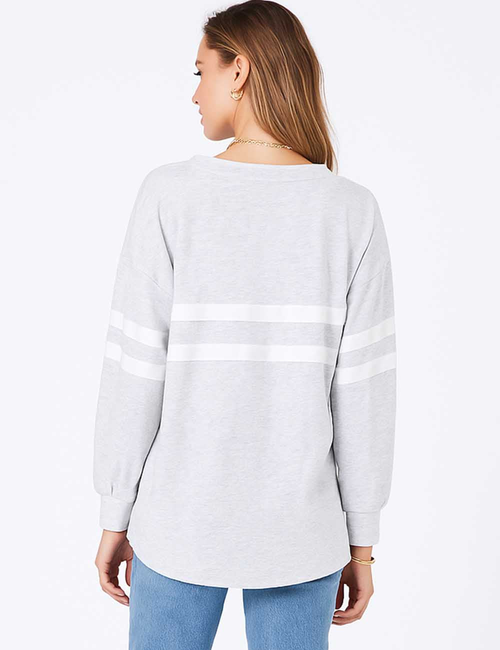 Ladies Striped Color Block Long Sleeves Sweatshirt