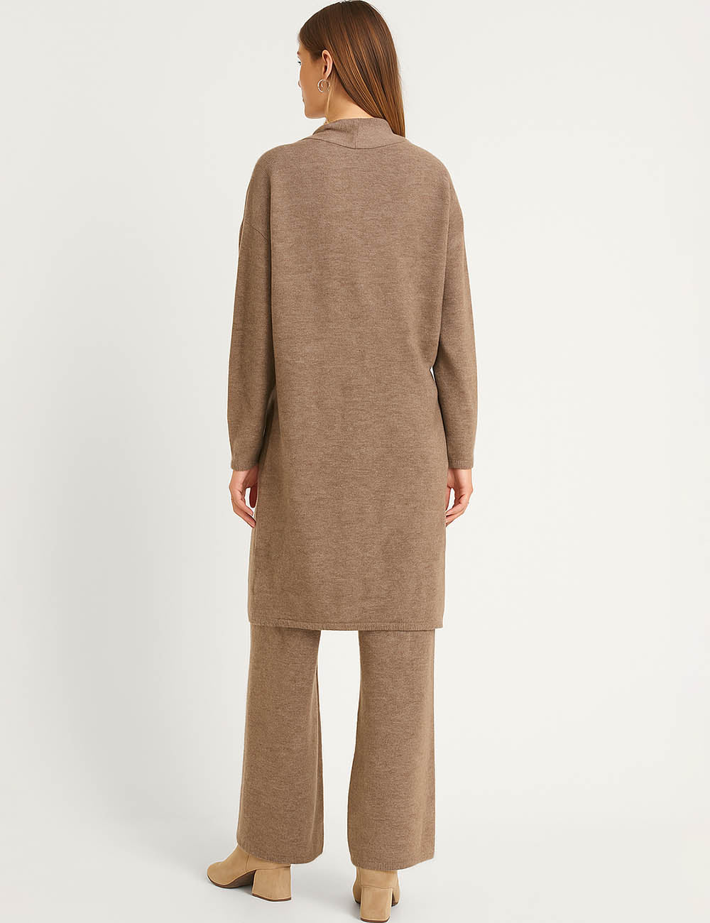 Ladies Ribbed Knit Set Tube Top & Cardigan & Pants 3PCS Set