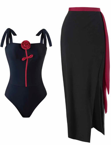 Ladies String Shoulder One Piece Swimwear with Salong