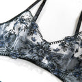 Floral Embroider Sexy Lingerie Set with Garter 3032 - SWEETKAMA