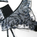Floral Embroider Sexy Lingerie Set with Garter 3032 - SWEETKAMA