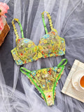 Floral Embroidery Comfortable Lingerie Set HF-2322 - SWEETKAMA