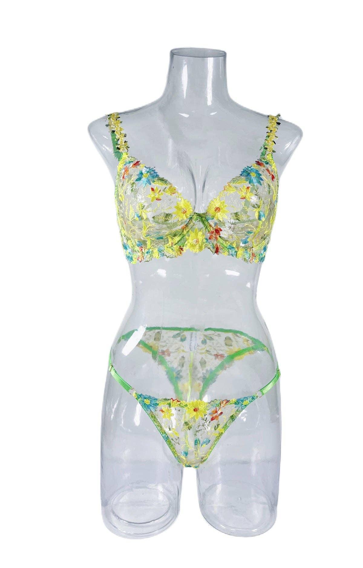 Floral Embroidery Comfortable Lingerie Set HF-2322 - SWEETKAMA