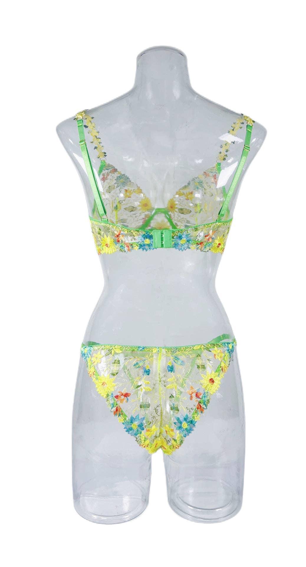 Floral Embroidery Comfortable Lingerie Set HF-2322 - SWEETKAMA