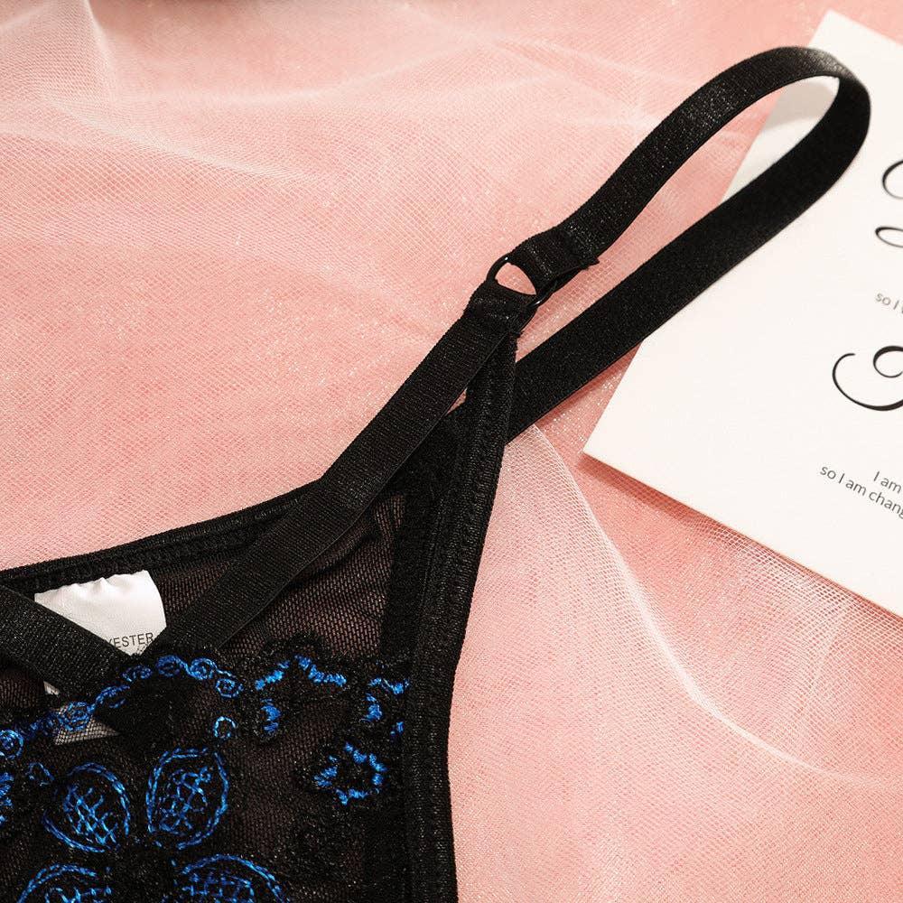 Floral Embroidery Sexy Lingerie Set 2267 - SWEETKAMA