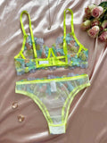 Floral Embroidery Sexy Perspective Lingerie Set HF-4104 - SWEETKAMA
